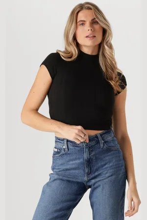 Calvin Klein Damen Tops & T-Shirts Warm Texture Rib Mockneck Top - - Größe XL