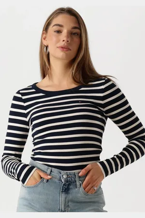 Tommy Hilfiger Damen Tops & T-Shirts Slim 5x2 Rib O-nk Ls - - Größe XL