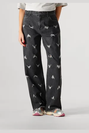 Alix the label Damen Jeans Ladies Woven Destroyed Denim Pants - - Größe XL
