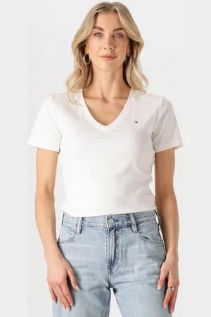 Tommy Hilfiger Damen Tops & T-Shirts New Slim Cody V-nk Ss - - Größe XL