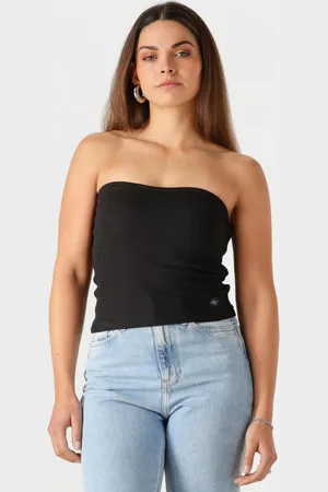 Calvin Klein Damen Tops & T-Shirts Woven Label Rib Sleeveless Top - - Größe XL