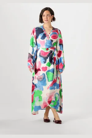Jansen Amsterdam Damen Kleider Nienke Jurk Wm 564 Wrap Long Puffed Sleeve - - Größe 34