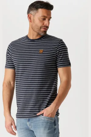 PME Legend™ Herren Polos & T-Shirts Short Sleeve R-neck Yd Melange Striped Jersey - - Größe XL