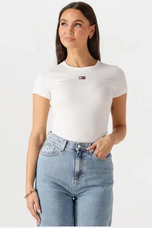 Tommy Hilfiger Damen Tops & T-Shirts Twj Slim Badge Rib Tee - - Größe XL