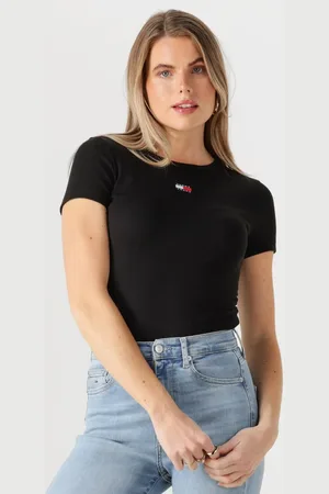 Tommy Hilfiger Damen Tops & T-Shirts Twj Slim Badge Rib Tee - - Größe XL