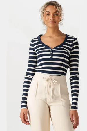 Tommy Hilfiger Damen Tops & T-Shirts Slim Henley Gb Scoop-nk Ls - - Größe XL