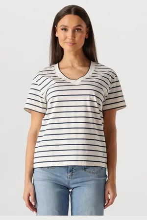 Mos Mosh Damen Tops & T-Shirts Mmnani V-ss Stripe Tee - - Größe XL
