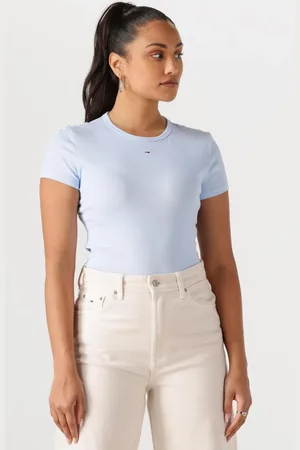 Tommy Hilfiger Damen Tops & T-Shirts Tjw Slim Essential Rib Ss Ext - - Größe XL
