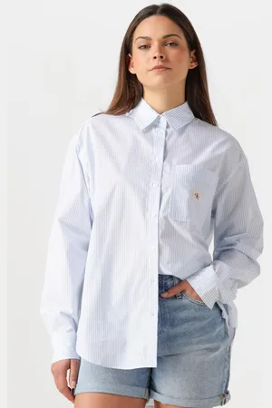 Calvin Klein Damen Blusen Woven Label Relaxed Shirt - - Größe XL