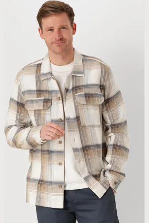 Cast Iron Herren Overshirts Long Sleeve Shirt Slub Check - - Größe XL
