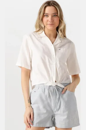 Tommy Hilfiger Damen Blusen Tjw Crp Linen Ss Shirt - - Größe XL