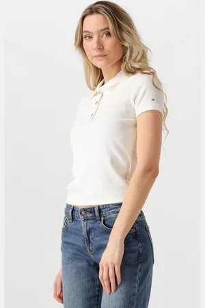 Tommy Hilfiger Damen Tops & T-Shirts Slim Gold Button Polo Ss - - Größe XL