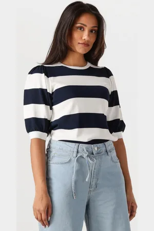 Jansen Amsterdam Damen Tops & T-Shirts Kimmie Top K 136 Big Stripe Short Puffed Sleeve - - Größe XL