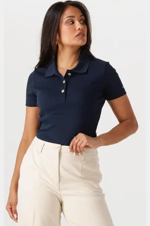 Tommy Hilfiger Damen Tops & T-Shirts Slim Gold Button Polo Ss - - Größe XL
