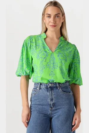 Jansen Amsterdam Damen Blusen Leonie Blouse Wp 199 3/4 Puffed Sleeve - - Größe 34