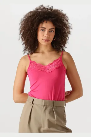 Jansen Amsterdam Damen Tops & T-Shirts Alora Hemdje Tc 103 Spaghetti With Lace - - Größe XL
