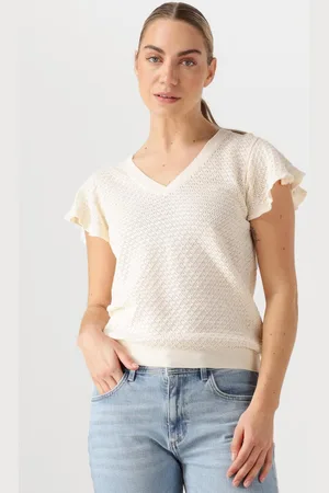 Mos Mosh Damen Tops & T-Shirts Mmganna Pattern V-neck Knit - - Größe XL