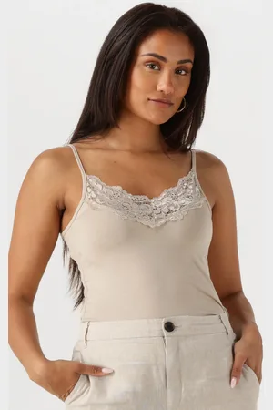 Jansen Amsterdam Damen Tops & T-Shirts Alora Hemdje Tc 103 Spaghetti With Lace - - Größe XL