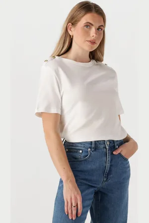 Tommy Hilfiger Damen Tops & T-Shirts Reg Stripe Gold Btn C-nk Ss - - Größe XL