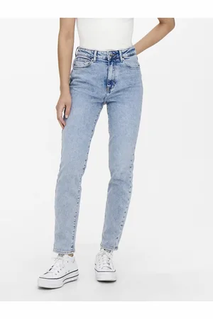ONLY Onlemily Ankel Hohe Taille Gerade Geschnitten Jeans