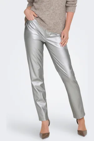 ONLY Onlemily Gerade Geschnitten Hose In Lederoptik