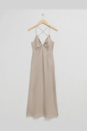 & OTHER STORIES Midikleid Mit Schmalen Trägern - Beige