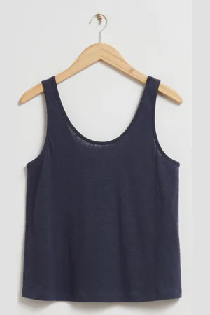 & OTHER STORIES Leinenoberteil Mit Tiefem Ausschnitt - Blau