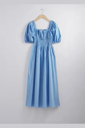 & OTHER STORIES Midikleid Mit Puffärmeln - Blau