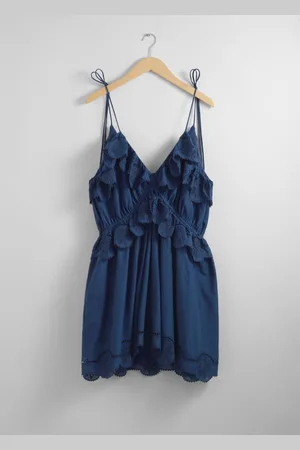 & OTHER STORIES Besticktes Minikleid Mit Schmalen Trägern - Blau