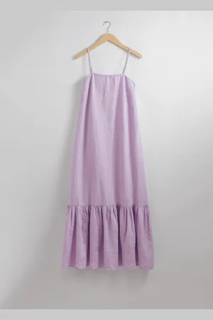 & OTHER STORIES Leinen-Midikleid Mit Schmalen Trägern - Lila
