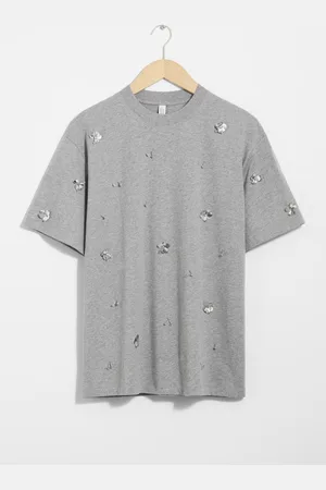 & OTHER STORIES T-Shirt Mit Blumenapplikation - Grau