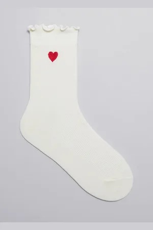 & OTHER STORIES Bestickte Rüschensocken - Weiß