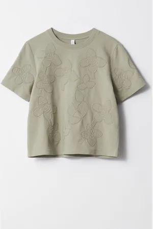 & OTHER STORIES T-Shirt Mit Blumenapplikation - Grün