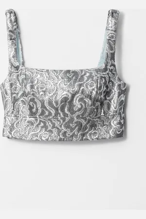 & OTHER STORIES Jacquard-Crop Top In Metallic-Optik - Silberfarben