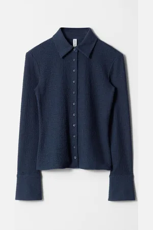 & OTHER STORIES Strukturiertes Poloshirt Mit Langen Ärmeln - Blau