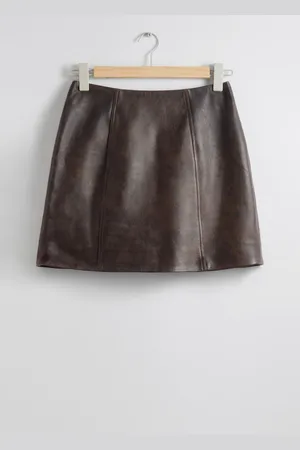 & OTHER STORIES High-Waist-Minirock Aus Leder - Braun