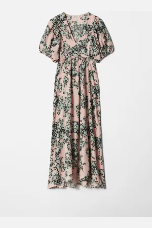 & OTHER STORIES Maxikleid Mit Puffärmeln - Orange|Grün
