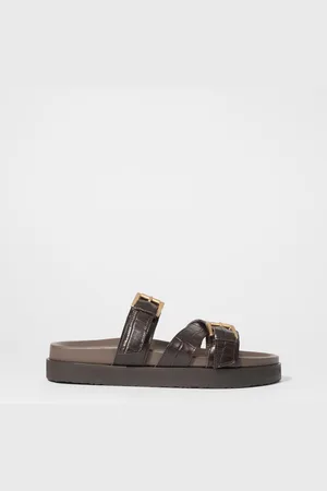 & OTHER STORIES Ledersandalen Mit Überkreuzten Riemen - Braun