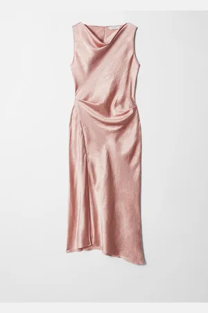 & OTHER STORIES Drapiertes Midikleid Aus Satin - Orange