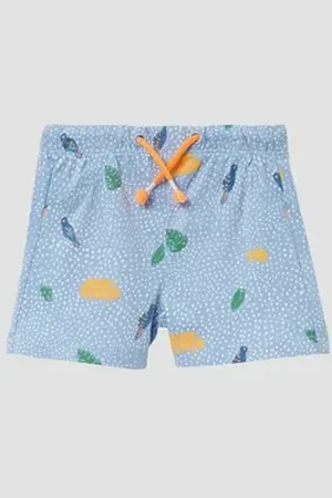 QS by s.Oliver Leggings Shorts aus Baumwolle mit All-over-Print Durchzugkordel blau 86