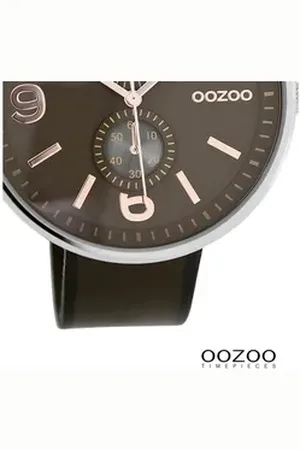Oozoo Quarzuhr Herren Armbanduhr Timepieces Analog, (Analoguhr), Herrenuhr rund, extra groß (ca. 46mm) Lederarmband, Casual-Style braun