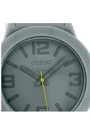 Oozoo Quarzuhr Damen Armbanduhr blau Analog, (Analoguhr), Damenuhr rund, groß (ca. 45mm) Kunststoffarmband, Fashion-Style grau