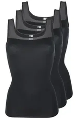 POMPADOUR Achseltop 3er Pack Damen Achseltop New Vision (Packung, 3-St) - schwarz 40