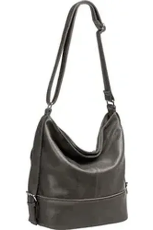 CASPAR Schultertasche TS732 große Damen XL Umhängetasche grau