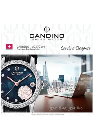 Candino Quarzuhr Damen Armbanduhr Elegance, (Analoguhr), Damen Armbanduhr rund, Lederarmband schwarz, Fashion schwarz