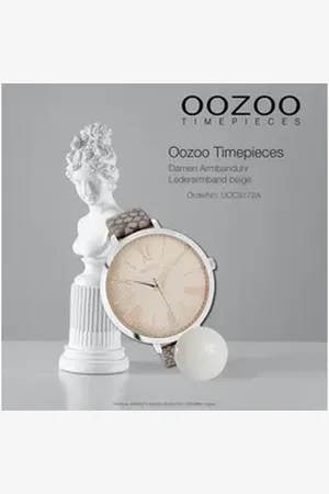 Oozoo Quarzuhr Damen Armbanduhr Timepieces Analog, (Analoguhr), Damenuhr rund, extra groß (ca. 48mm) Lederarmband, Luxus-Style braun