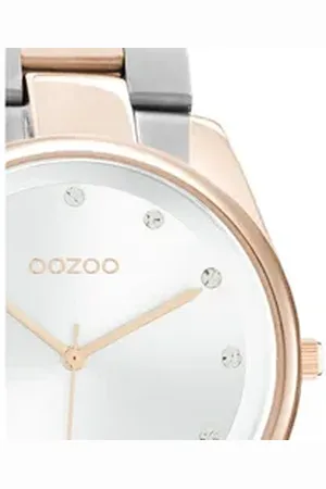 Oozoo Quarzuhr Damen Armbanduhr Timepieces, (Analoguhr), Damenuhr rund, mittel (ca. 38mm) Edelstahlarmband, Casual-Style silberfarben
