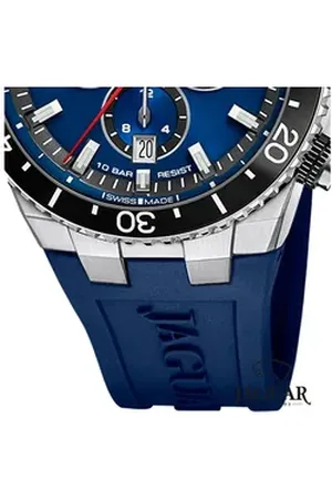Jaguar Chronograph Herrenuhr Silikon blau , (Chronograph), Herren Armbanduhr rund, Silikonarmband blau blau