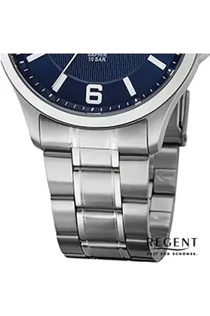 Regent Quarzuhr Herren Armbanduhr Analog, (Analoguhr), Herren Armbanduhr rund, extra groß (ca. 39mm), Metallarmband silberfarben