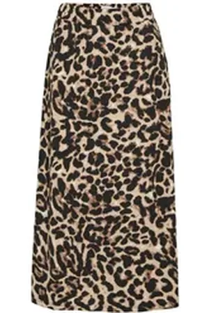 VILA Sommerrock Leopardenmuster Midi-Rock A-Linie Stil Sommer VILEOA HW MIDI SKIRT/KA beige|schwarz M